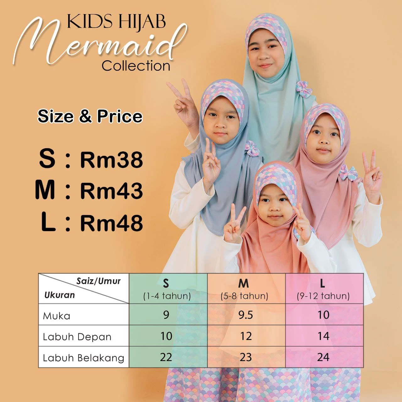 Tudung Mermaid (Nude)